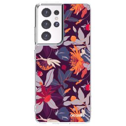 Átlátszó szilikon tok az alábbi mobiltelefonokra Samsung Galaxy S21 Ultra 5G G998B - Purple Leaf
