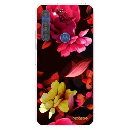 Átlátszó szilikon tok az alábbi mobiltelefonokra Motorola Moto G8 - Dark Peonny