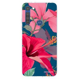 Átlátszó szilikon tok az alábbi mobiltelefonokra Motorola Moto G8 - Hibiscus