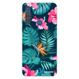 Átlátszó szilikon tok az alábbi mobiltelefonokra Motorola Moto G8 - Pink Monstera