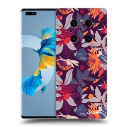 Átlátszó szilikon tok az alábbi mobiltelefonokra Huawei Mate 40 Pro - Purple Leaf