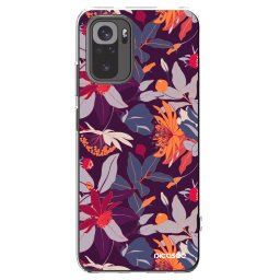 Átlátszó szilikon tok az alábbi mobiltelefonokra Xiaomi Redmi Note 10 - Purple Leaf