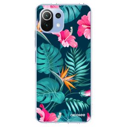 Átlátszó szilikon tok az alábbi mobiltelefonokra Xiaomi Mi 11 Lite - Pink Monstera