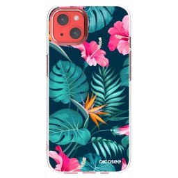 Átlátszó szilikon tok az alábbi mobiltelefonokra Apple iPhone 13 - Pink Monstera