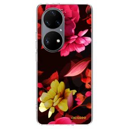 Átlátszó szilikon tok az alábbi mobiltelefonokra Huawei P50 - Dark Peonny