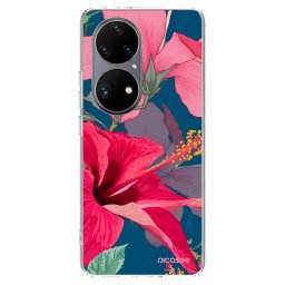 Átlátszó szilikon tok az alábbi mobiltelefonokra Huawei P50 - Hibiscus