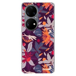 Átlátszó szilikon tok az alábbi mobiltelefonokra Huawei P50 - Purple Leaf