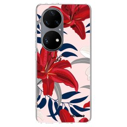 Átlátszó szilikon tok az alábbi mobiltelefonokra Huawei P50 - Red Lily