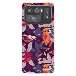 Átlátszó szilikon tok az alábbi mobiltelefonokra Xiaomi Mi 11 Ultra - Purple Leaf