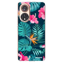 Átlátszó szilikon tok az alábbi mobiltelefonokra Huawei Nova 9 - Pink Monstera