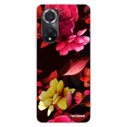 Átlátszó szilikon tok az alábbi mobiltelefonokra Huawei Nova 9 SE - Dark Peonny