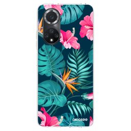 Átlátszó szilikon tok az alábbi mobiltelefonokra Huawei Nova 9 SE - Pink Monstera