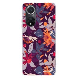 Átlátszó szilikon tok az alábbi mobiltelefonokra Huawei Nova 9 SE - Purple Leaf
