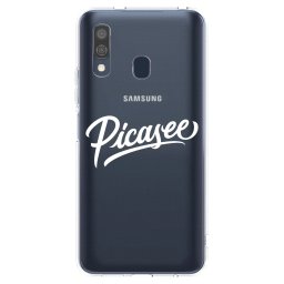 Átlátszó szilikon tok az alábbi mobiltelefonokra Samsung Galaxy A40 A405F - Picasee - old logo - white