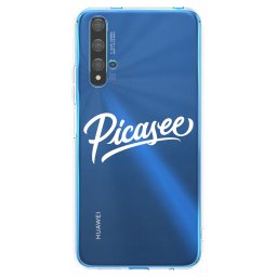 Átlátszó szilikon tok az alábbi mobiltelefonokra Huawei Nova 5T - Picasee - old logo - white