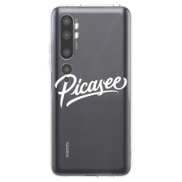 Átlátszó szilikon tok az alábbi mobiltelefonokra Xiaomi Mi Note 10 (Pro) - Picasee - old logo - white
