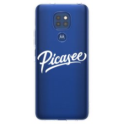 Átlátszó szilikon tok az alábbi mobiltelefonokra Motorola Moto G9 Play - Picasee - old logo - white