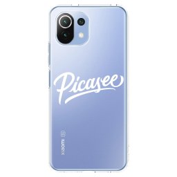 Átlátszó szilikon tok az alábbi mobiltelefonokra Xiaomi Mi 11 Lite - Picasee - old logo - white