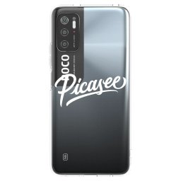 Átlátszó szilikon tok az alábbi mobiltelefonokra Xiaomi Poco M3 Pro 5G - Picasee - old logo - white