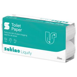 Wepa Liquify toalettpapír 3 rétegű, fehér, 250lap, 8 tekercs/csomag, 8 csomag/zsák