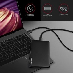 2.5" HDD SSD külső ház mobilrack USB3.2 Gen1 fekete csavarmentes AXAGON (EE25-SL)
