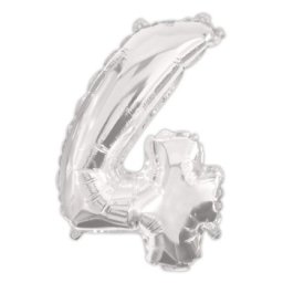 Ezüst Silver 4-es szám fólia lufi 95 cm