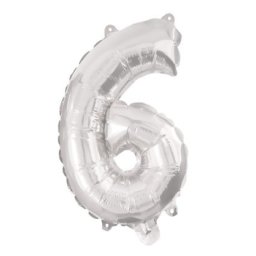 Ezüst Silver 6-os szám fólia lufi 95 cm