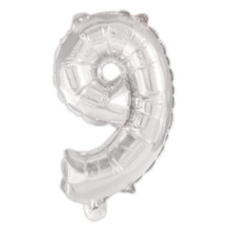Ezüst Silver 9-es szám fólia lufi 95 cm