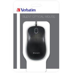 VERBATIM Egér, vezetékes, optikai, normál méret, USB, VERBATIM "Silent", fekete