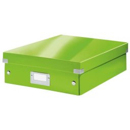 Tároló doboz, rendszerező, laminált karton, M méret, LEITZ \Click&Store\, zöld