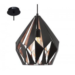 LED lámpa függeszték , mennyezeti , E27 , acél , fekete , vörösréz , EGLO , CARLTON 1 , 49254