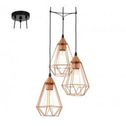 LED lámpa függeszték , mennyezeti , 3 x E27 , acél , réz , EGLO , TARBES , 94196