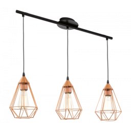 LED lámpa függeszték , mennyezeti , 3 x E27 , acél , réz , EGLO , TARBES , 94195