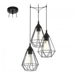 LED lámpa függeszték , mennyezeti , 3 x E27 , acél , fekete , EGLO , TARBES , 94191