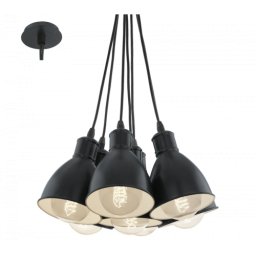LED lámpa függeszték , mennyezeti , 7 x E27 , acél , fekete , fehér , EGLO , PRIDDY , 49467