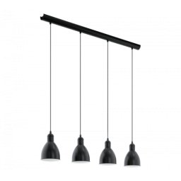 LED lámpa függeszték , mennyezeti , 4 x E27 , acél , fekete , fehér , EGLO , PRIDDY , 49466