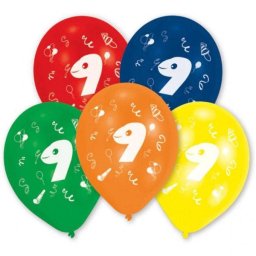 9 éves Happy Birthday léggömb, lufi 10 db-os (25,4 cm)