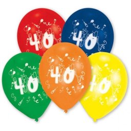 40 éves Happy Birthday léggömb, lufi 10 db-os (25,4 cm)