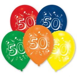 50 éves Happy Birthday léggömb, lufi 10 db-os (25,4 cm)
