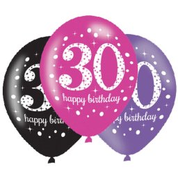 30 éves Happy Birthday léggömb lufi 6 db-os