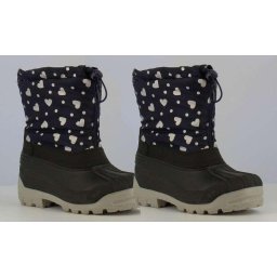 Éjkék ezüst szíves hótaposó csizma