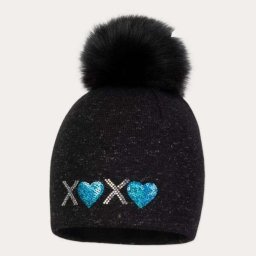 XOXO téli kötött sapka strasszokkal mini türkíz flitterekkel