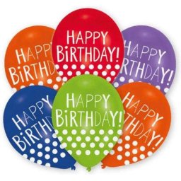 Happy Birthday léggömb, lufi 6 db-os