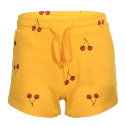 napsárga pamut nyári short cseresznye mintás