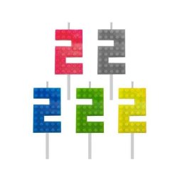 Lego kockás tortagyertya, számgyertya 2-es