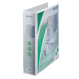LEITZ Gyűrűs könyv, panorámás, 4 gyűrű, D alakú, 77 mm, A4 Maxi, PP, LEITZ, fehér