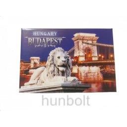Budapest hűtőmágnes oroszlános Lánchíd 8x 5,5cm - vinyl