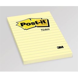 3M POSTIT Öntapadó jegyzettömb, 102x152 mm, 100 lap, vonalas, 3M POSTIT, sárga
