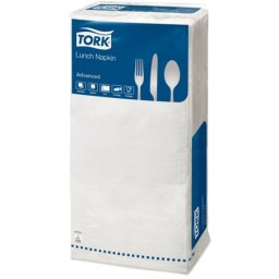 TORK Szalvéta, 1/4 hajtogatott, 2 rétegű, 33x33 cm, Advanced, TORK "Lunch", fehér