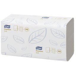 TORK Kéztörlő, Interfold hajtás, 2 rétegű, 100 lap, H2 rendszer, Premium, TORK "Xpress Soft Multifold", fehér
